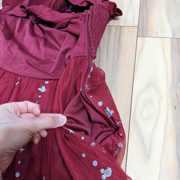 NWT! Her Universe Disney Mickey And Minnie Mouse Holiday Dress Burgundy Size XL - Picture 11 of 16
